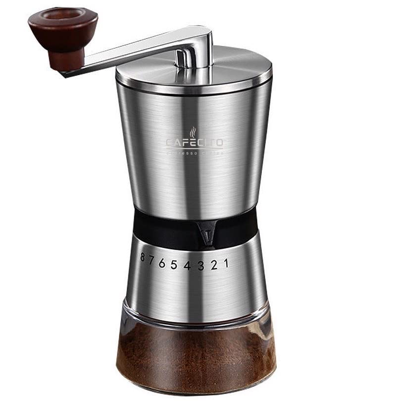  Manual Coffee Grinder 304 Stainless Steel Ceramic Burr Mill | Portable Coffee Bean Grinder By Cafecito Espresso Coffee