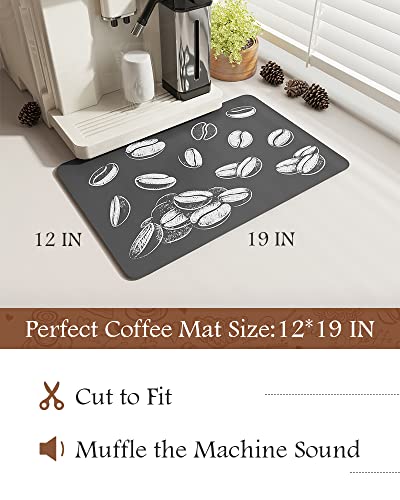  -Coffee Mat-Coffee Bar Accessories-Absorbent Stain Resistant Drying Mat Fit Under Coffee Maker Machine Coffee Pot Tray Espresso Machine-Coffee Station Accessories And Decor-12”x19”