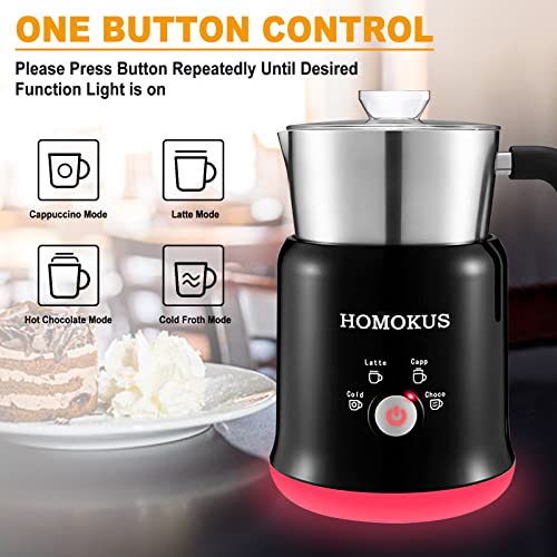  Milk Frother Detachable - 24oz Electric Milk Steamer Stainless Steel - Automatic Hot Cold Foam Maker And Milk Warmer For Latte Cappuccino Hot Chocolate - Black