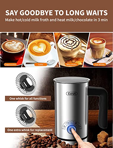  4 In 1 Electric Milk Frother And Steamer, Stainless Steel 10.1oz/2.5 Oz Cold And Hot Latte Maker & Chocolate Warmer, Frother For Coffee, Cappuccino, Hot Chocolates, 500W, Silver