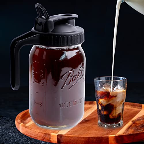  Cold Brew Mason Jar Coffee Maker 32 OZ Wide Mouth Cold Brew Pitcher With Coffee Filter For Coffee, Iced Tea, Sun Tea, Lemonade