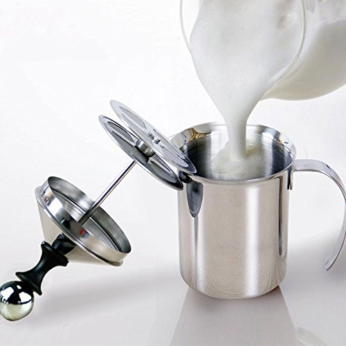  Stainless Steel Manual Milk Frother Mesh Coffee Cappuccino Foamer Creamer(800ML)