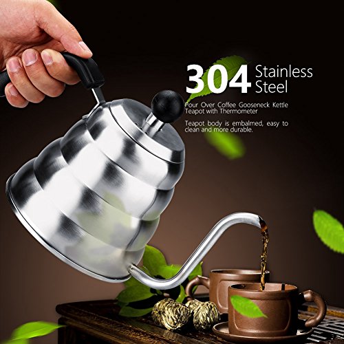  Gooseneck Kettle, 1.2L 304 Stainless Steel Tea Kettle Drip Kettle Home Pour Over Coffee & Tea Kettle