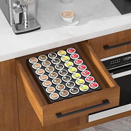  Acrylic K Cup Drawer Organizer, Clear K Cup Organizer Tray For Drawer Or Countertop Storage, Hold 24 Coffee Capsules,K Cup Coffee Pod Holder For Office And Kitchen K Cup Storage (9.6x13.2Inches)