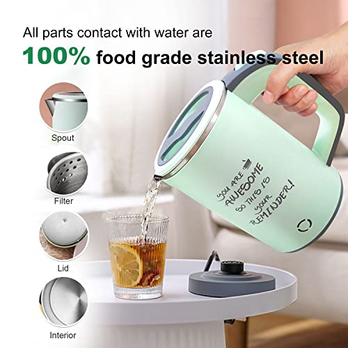  Small Electric Tea Kettle, 0.8L Portable Travel Hot Water Boiler Stainless Steel,Low Power Cordles Mini Electric Coffee Kettle Auto Shut-off,Gift For Camping, Travel, Office And Student Dormitory