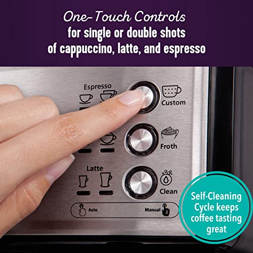  Mr. Coffee Espresso And Cappuccino Machine, Programmable Coffee Maker With Automatic Milk Frother And 15-Bar Pump, Stainless Steel