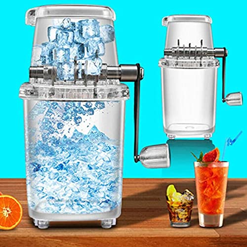  Mini Portable Ice Maker, Ice And Drink Bucket With Handles Shredding Machine,Portable Hand Crank Manual Ice Shaver For Summer Frozen Drinks, Ice Shredding Machine Hand Snow Cone Ice Machine (A)