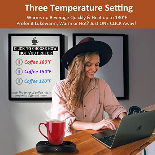  Coffee Mug Warmer For Desk Large Candle Jar Warming Plate Auto Shut Off Desktop Electric Heated Coaster For Tea Cup Teapot Chemex Pot Calentador De Tazas Para Velas Aromaticas Electrico, Black