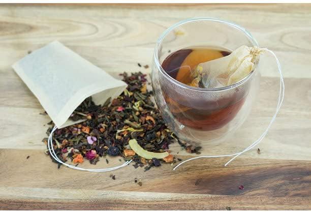  Tea Filter Bags Disposable Tea Infuser With Drawstring For Loose Leaf Tea With 100% Natural Sustainable Unbleached Paper 100pcs