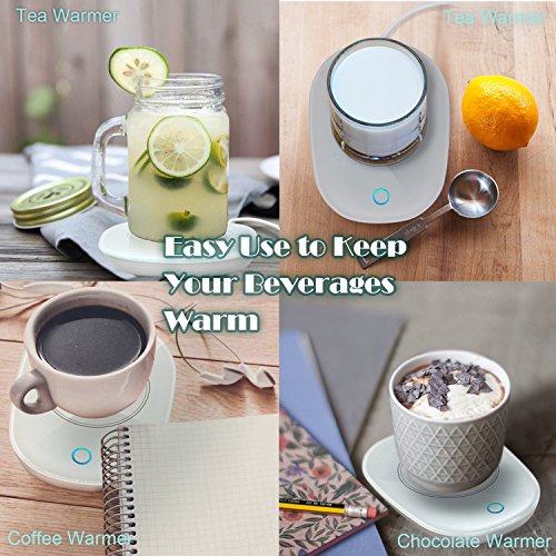  Ug Warmer Coffee Warmer With Automatic Shut Off To Keep Temperature Up To 131℉/ 55℃ With A Silicone Mug Cover Safely Use For Office/Home To Warm Coffee Tea Milk Candle Heating Wax (White)