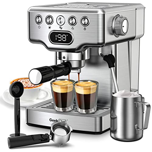  Espresso Machine, 20 Bar Coffee Machine, Fast Heating Automatic, Latte & Cappuccino Maker With Milk Frother Steam Wand, 1.8L Water Tank, Temperature Display