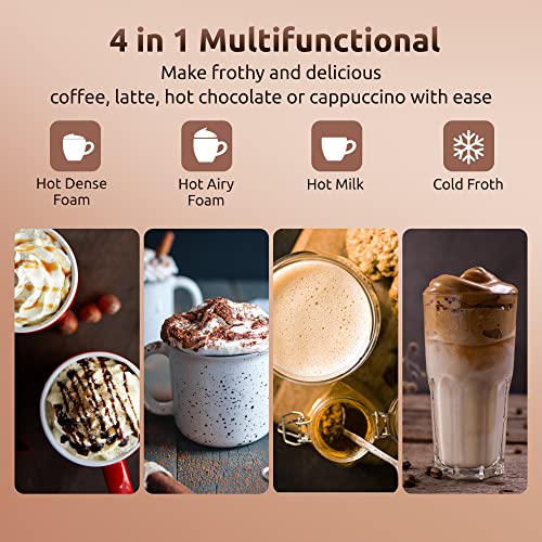  Milk Frother, Electric Milk Steamer 4 In 1 Foam Maker For Hot And Cold Milk Froth, Frother For Coffee, Latte, Cappuccino, Milk Warmer Heater