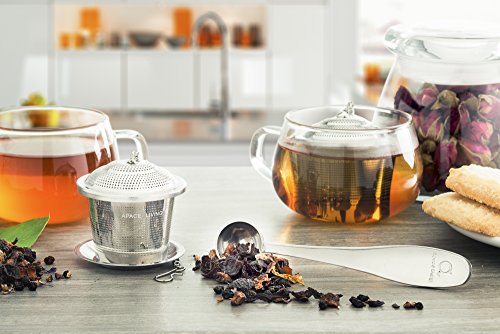  Oose Leaf Tea Infuser (Set Of 2) With Tea Scoop And Drip Dray By Apace - Ultra Fine Stainless Steel Strainer & Steeper For A Superior Brewing Experience
