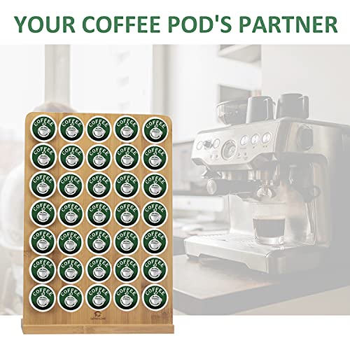  Coffee Pod Holder Bamboo,Coffee K-cups Pods Organizer,Coffee Display Rack 35 Pod Storage,Coffee Pod Storage - K Cups Organizer For Countertop Coffee Pod Holder