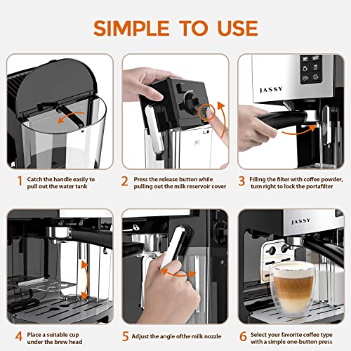  Espresso Coffee Machine 19 Bar Fast Heating Automatic Cappuccino Coffee Maker With Foaming Milk Tank,Multiple Functions For Espresso/Moka/Cappuccino,Self-Cleaning System,1250W
