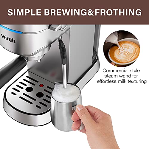  Espresso Machine, 15 Bar Espresso Maker With Commercial Steamer For Latte And Cappuccino, Expresso Coffee Machine With 42 Oz Removable Water Tank, Full Stainless Steel (Home Barista)