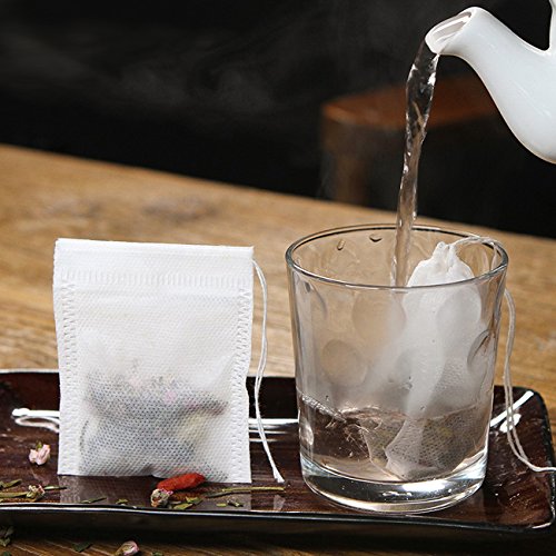  200 Pcs Disposable Tea Filter Bags Empty Cotton Drawstring Seal Filter Tea Bags For Loose Leaf Teal（3.54 X 2.75 Inch）