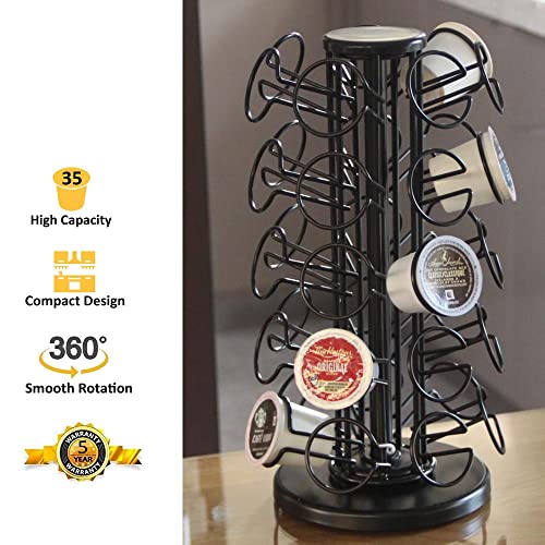  35 Pods Capacity K Cup Holders,K Cup Holder, K Cups Holder,K Cup Carousel, Coffee Pods Holder Storage Organizer Stand,No Assembly Required, Black