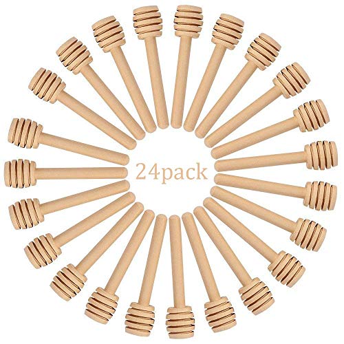  ® 24 Pack Of Mini 3 Inch Wood Honey Dipper Sticks, Server For Honey Jar Dispense Drizzle Honey, Wedding Party Favors