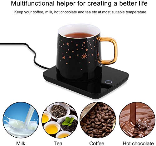  Mug Warmer, Coffee Warmer For Desk With Auto Shut Off, Cup Warmer For Office Home Use, Beverage Warmers With Mug For Coffee, Milk, Tea, Water Temp Control, Christmas/Birthday Gift(Include Cup)
