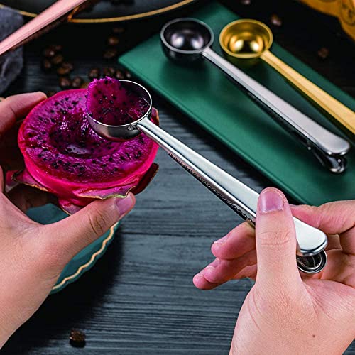  Coffee Scoop Clip Stainless Steel Tablespoon Coffee Spoon With Long Handle Multifunction Sealing Bag Clip For Tea, Coffee, Protein Powder, Instant Drinks, Kitchen Tools