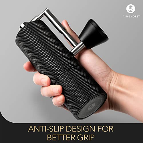  Chestnut C3 PRO Manual Coffee Grinder, Stainless Steel Conical Burr Coffee Grinder, Hand Coffee Grinder With Foldable Handle And Adjustable Setting, For Espresso To French Press - Black