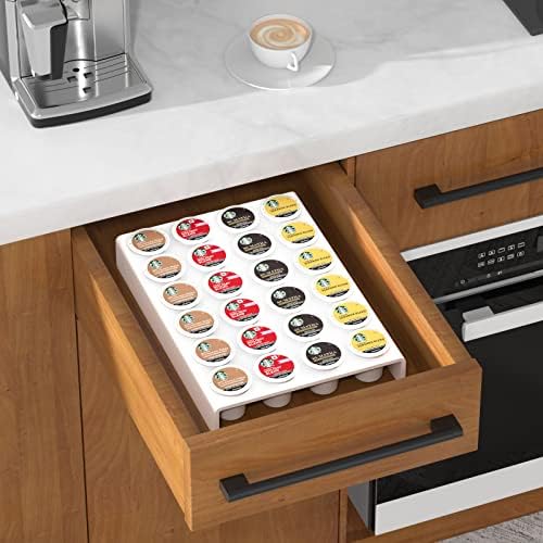  Acrylic K Cup Drawer Organizer, Clear K Cup Organizer Tray For Drawer Or Countertop Storage, Hold 24 Coffee Capsules,K Cup Coffee Pod Holder For Office And Kitchen K Cup Storage (9.6x13.2Inches)
