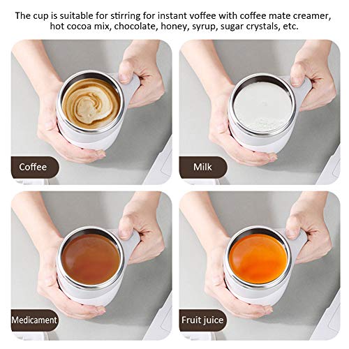 Electric Stirring Coffee Mug, Self Stirring Mug Rotating Home Office Travel Mixing Cup, Funny Electric Stainless Steel Self Mixing Coffee Tumbler, Suitable For Coffee, Milk, Cocoa(White)