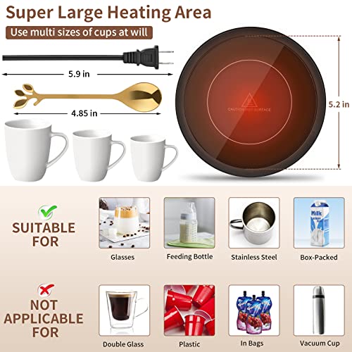  Coffee Mug Warmer, 50 W Coffee Warmer With 3-Temperature Settings(180°F ~ 105°F), 4H Auto Shut Off, Electric Coffee Cup Warmer For Desk,Beverage Warmer For Coffee Tea Espresso Milk