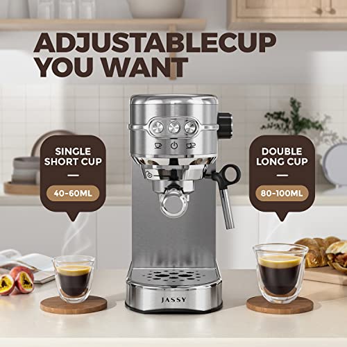 Espresso Machine Coffee Makers 20 Bar Cappuccino Machines With Milk Frother For Espresso/Cappuccino/Latte/Mocha For Home Brewing With 35 Oz Removable Water Tank/Full Stainless Steel /1450W(Silver)