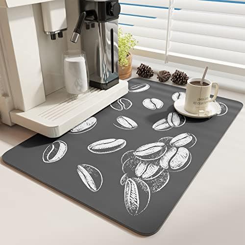  -Coffee Mat-Coffee Bar Accessories-Absorbent Stain Resistant Drying Mat Fit Under Coffee Maker Machine Coffee Pot Tray Espresso Machine-Coffee Station Accessories And Decor-12”x19”