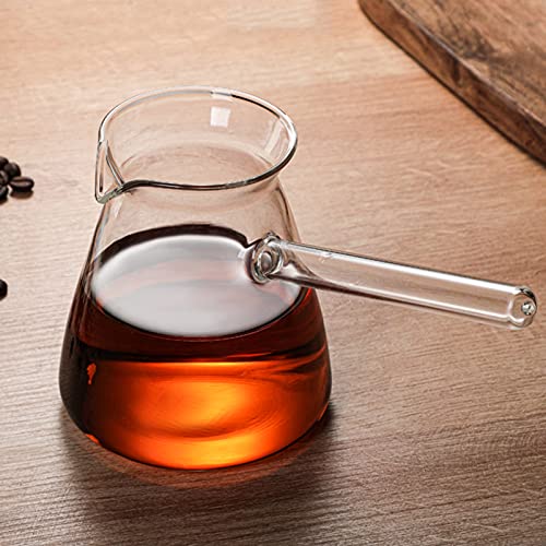 Turkish Coffee Pot Borosilicate Glass, Stovetop Tea Maker, Tearoom Side Handle Glass Teapot Kettle, Healthy And Extremely Heat Resistant Milk Warmer, Hot Chocolate Maker, Butter Melting Pot