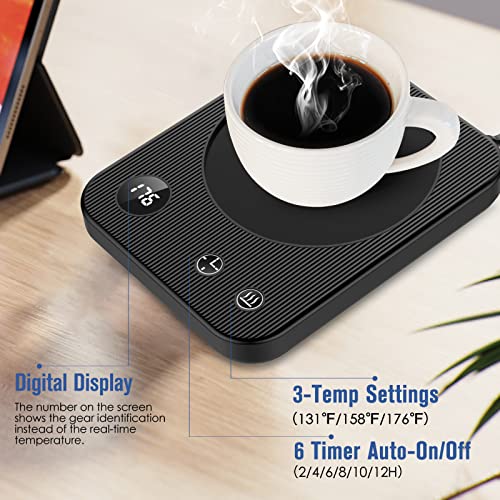  Offee Mug Warmer With Auto-Off Timer, Coffee Warmer For Desk With Auto ON/OFF, Waterproof Coffee Cup Warmer With 3-Temp Settings, Mug Warmer With Digital Display, Thoughtful Gift For Friends & Family