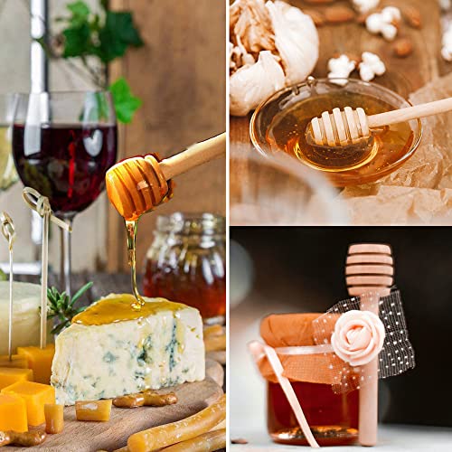  100pcs Mini Wooden Honey Dipper Sticks, 3 Inch Honey Stirrers For Honey Jar Dispense Drizzle Honey, Wedding Party Favors