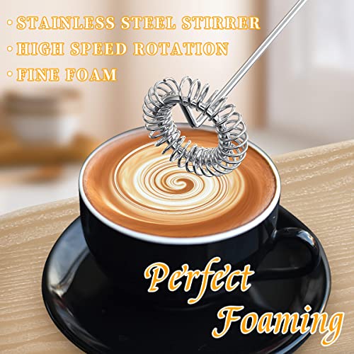  Milk Frother Handheld With Stand, Whisk Drink Mixer For Coffee, Mini Foamer For Cappuccino, Frappe, Matcha, Hot Chocolate (Black)