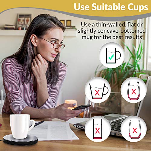 IviniTi Coffee Mug Warmer For Desk - Electric Cup Warmer For Desk - 2-Setting Coffee Cup Warmer For Coffee - Safe, Easy-to-Use Mug Warmer Coffee Warmer For Desk Heated Coffee Mug (NO Mug Included)