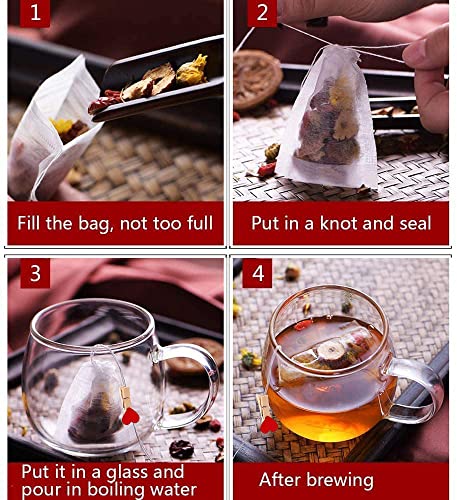  Tea Filter Bags With Free Tea Spoon, Safe & Natural Material, Disposable Tea Infuser For Loose Leaf Tea, Coffee, Spice, Herbs (300 PCS)