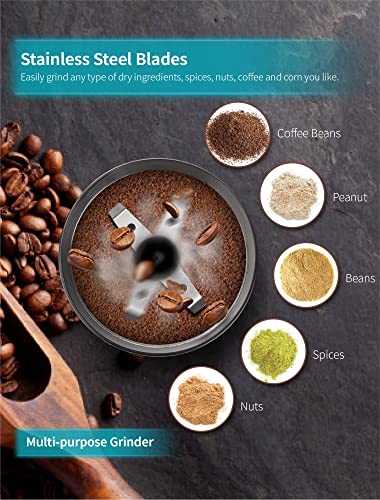  Electric Coffee Grinder Stainless Steel Blade Grinder For Coffee Espresso Latte Mochas, Noiseless Operation.GECGI140-U-1