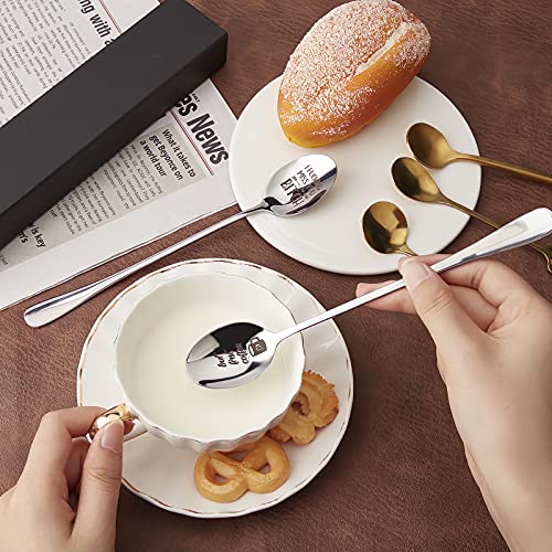  2 Pieces Her Ice Cream Spoon, Engraved Stainless Steel Espresso Spoon Funny Coffee Lovers Gift For Friends Or Family