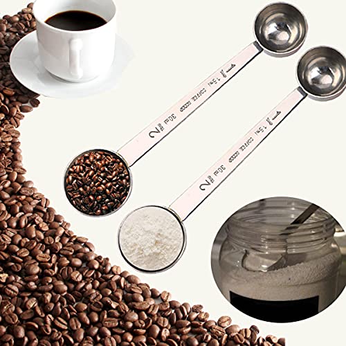  Premium 304 Stainless Steel Coffee Spoon Set - 1 Tbsp (15ml) & 2 Tbsp (30ml) Measuring Tablespoon, Long Handles Measuring Scoop For Coffee Powder, Espresso, Coffee Making(2PCS)