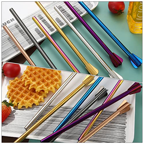  Travel Straw Stainless Steel Drinking Spoons Straws: 2Pcs Cocktail Spoons Stirring Bar Drink Stir Spoons For Cocktail Coffee Beer Beverage Travel Coffee Tumbler