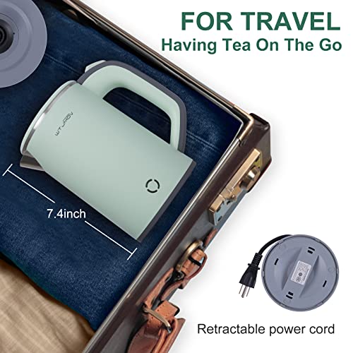  Small Electric Kettle Stainless Steel, 0.8L Portable Tea Kettle Auto Shut-off, Low Power Hot Water Kettle For Camping, Travel, Office And More