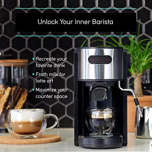  Espresso Machine, Quick-Brew Espresso Maker With Milk Frother & 1.3 Liter Removable Water Tank