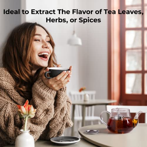  Tea Strainers For Loose Tea, Extra Fine Mesh Tea Infuser For Loose Leaf Tea, 304 Stainless Steel & Updated Slim Threaded Lid, Loose Leaf Tea Steeper For Black Tea, Rooibos, Etc
