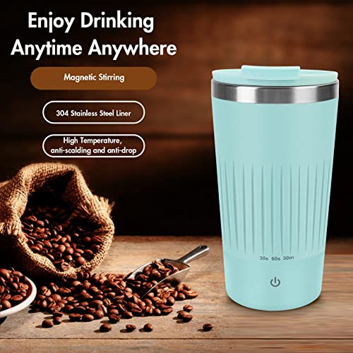  Auto Stirring Cup, BEYOUNG Automatic Magnetic Self Stirring Coffee Cup With 3 Mixing Function, Travel Tumbler Car Cup With Wireless Shaftless Mixing Strong Power For Protein Milk Chocolate Mocha,Green
