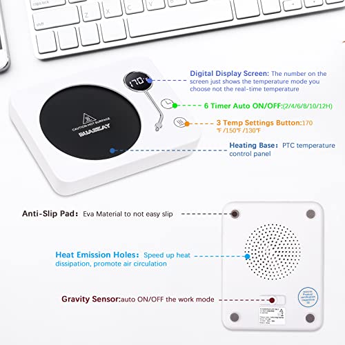  Coffee Warmer For Desk, Constant Coffee Mug Warmer, Auto Off 6 Modes Timer Smart Coffee Cup Warmer, 3 Temperature Control Mug Warmer, Warming Plate With Gravity Sensor For Candle Wax Beverage Tea Milk
