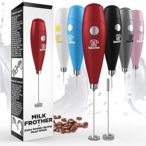  Powerful Double Whisk Milk Frother - Handheld Coffee Blender Frother For Lattes - Electric Whisk Mini Mixer, Milk Foamer Drink Stirrer, Foam Maker For Coffee, Frappe, Matcha, Cappuccino - Blue