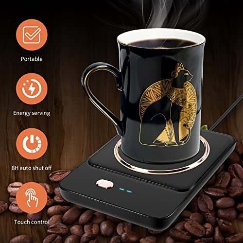  Ralyss Coffee Mug Warmer,Coffee Warmer For Desk With Auto Shut Off, 3 Temperature Setting Smart Cup Warmer Coffee Gift For Warming & Heating Coffee, Beverage, Milk, Tea And Hot Chocolate(Black)