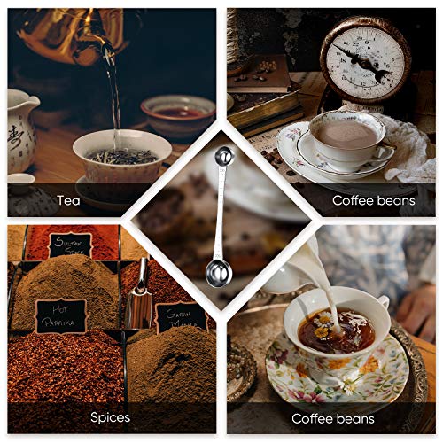  2 Pieces Coffee Scoops With Mark, 1 Tablespoon And 1 Teaspoon Stainless Steel Coffee Measuring Scoop For Ground Coffee, Coffee Brewing, Tea, Sugar And Milk, 5 Ml And 15 Ml