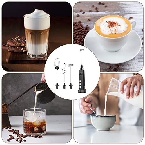  Milk Frother Handheld, Coffee Frother Handheld With 3 Heads 3 Speeds, Rechargeable Milk Frother Whisk, Handheld Frother, Drink Mixer Handheld, Electric Whisk Stirrer For Coffee, Matcha, Egg
